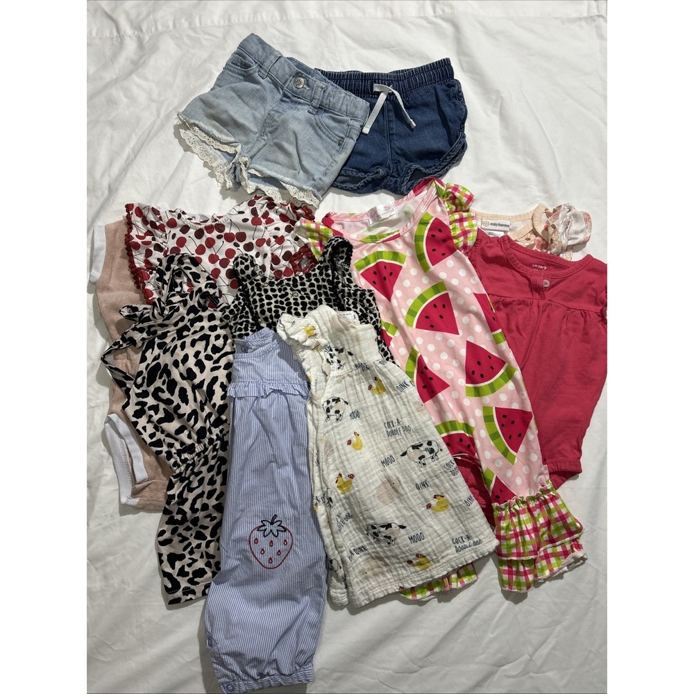 Baby Girl 12 Mo Summer Lot Of 10 Carters Cat &Jack CK Mudpie And More B145